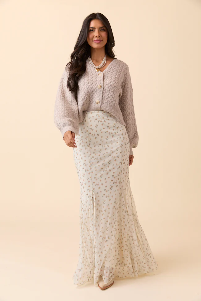 Heather Taupe V-Neck Sweater Cardigan