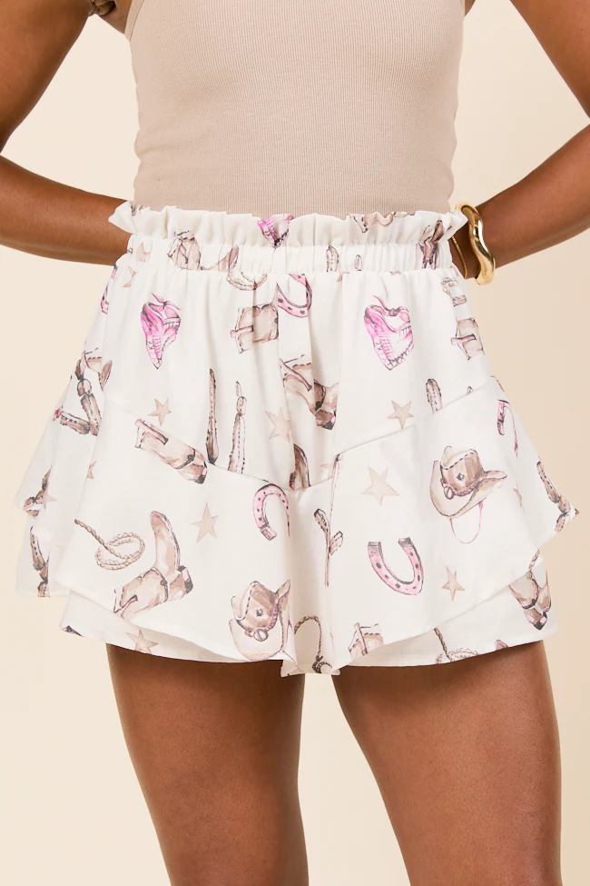 Western Print Shorts
