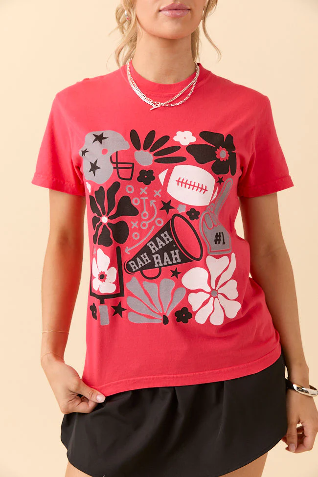 Floral Football Icon Print Paprika Graphic Tee
